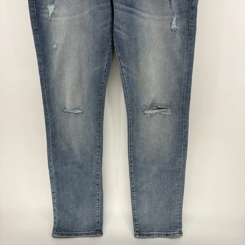 New True Religion Geno Relaxed Slim Jeans Men 36X34 Distressed Big T Flap Pocket